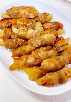 人参とポテトの豚バラ肉巻き^^-レシピのメイン写真