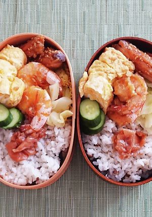 たっぷり卵とガーリックシュリンプ弁当-レシピのメイン写真