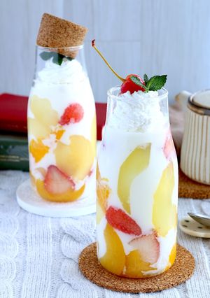 牛乳瓶で作る♡カラフルフルーツ牛乳かん-レシピのメイン写真