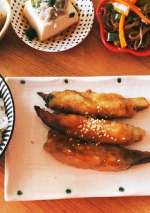 お茄子の豚肉シソ巻き-レシピのメイン写真