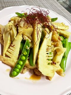 筍とスナップエンドウの焼肉のタレ炒め。-レシピのメイン写真