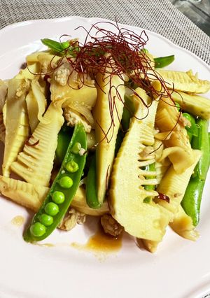 筍とスナップエンドウの焼肉のタレ炒め。-レシピのメイン写真