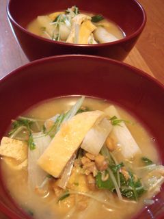 水菜と長芋と油揚げの納豆汁-レシピのメイン写真