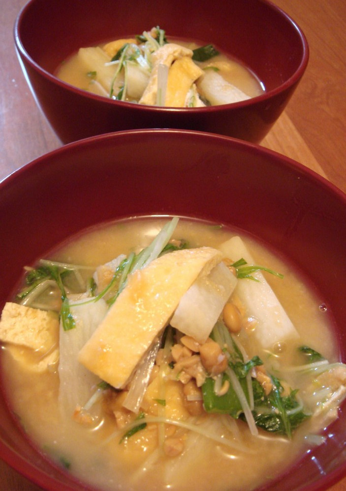 水菜と長芋と油揚げの納豆汁-レシピのメイン写真