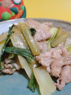 小松菜と豚肉のポン酢炒め-レシピのメイン写真