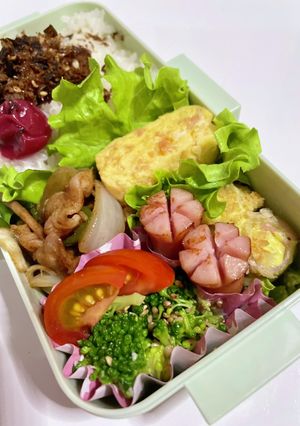 焼肉と鮭フレークの卵焼き弁当-レシピのメイン写真
