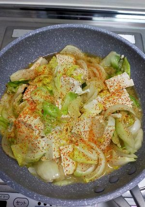 豆腐と健康野菜の玉子とじ辛味風-レシピのメイン写真