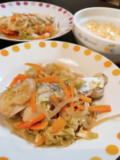 レンチン!野菜とたらの酒蒸☆タルタルのせ-レシピのメイン写真
