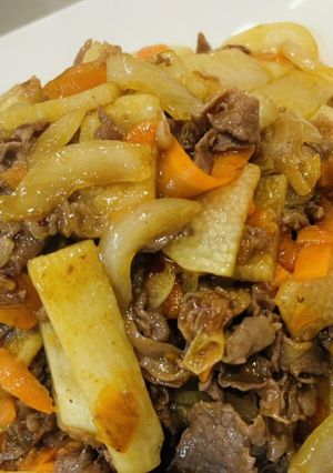 シャクとろっ♪長芋と牛肉のオイスター炒め-レシピのメイン写真