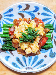 アスパラガスとトマトに卵の中華あんかけ-レシピのメイン写真