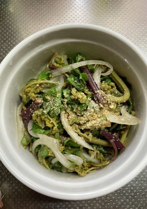 簡単#旬#ワラビと新玉ねぎの胡麻酢和え-レシピのメイン写真