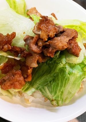豚こまガーリック丼-レシピのメイン写真