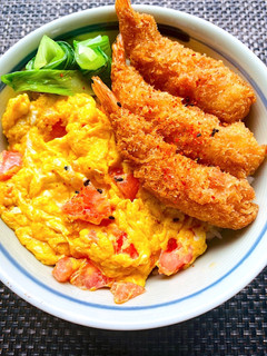 トマたま海老フライ丼-レシピのメイン写真