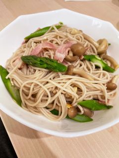 アスパラとベーコンのそばペペロンチーノ-レシピのメイン写真