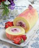 苺パウダとラズベリジュレのロールケーキ
