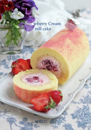 苺パウダとラズベリジュレのロールケーキ-レシピのメイン写真