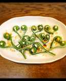 茹で野菜がアートに？？　　山菜こごみ編