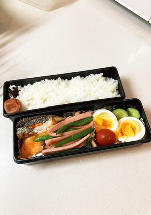 鮭と魚肉ソーセージとインゲン炒め弁当-レシピのメイン写真