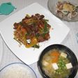 水菜とチクワと舞茸のワサビ味噌マヨ胡麻