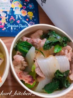 簡単ノンオイル豚肉新玉葱レタス炒め-レシピのメイン写真