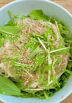 ツナと水菜の素麺-レシピのメイン写真
