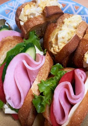 玉子サンドとハムチーズ野菜サンド-レシピのメイン写真