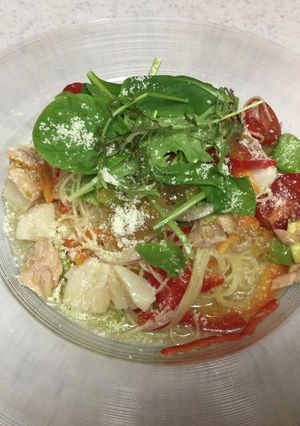 ＃冷製パスタ　夏野菜と帆立のジュレパスタ-レシピのメイン写真