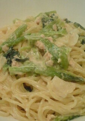 青菜とサーモンのクリームパスタ-レシピのメイン写真