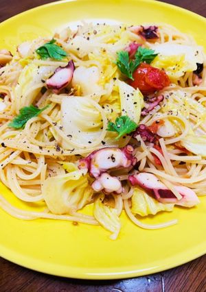 新キャベツとタコのペペロンチーノ-レシピのメイン写真