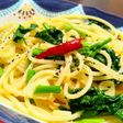 わさび菜活用!ビリッと彩りペペロンチーノ