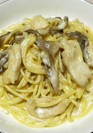 舞茸と鶏むね肉のクリームパスタ-レシピのメイン写真