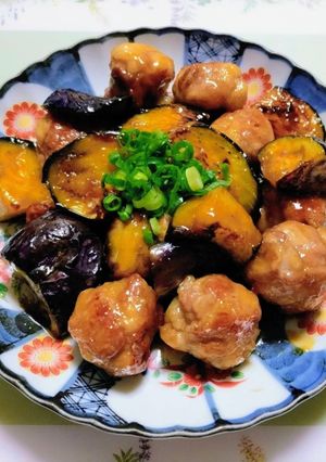 簡単夏の夕飯！なす豚こま肉団子生姜焼き風照り焼き-レシピのメイン写真
