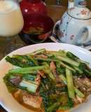 小松菜とさば味噌煮缶の煮付け