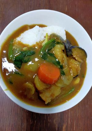 冷凍ナス、冷凍ほうれん草と竹輪入りカレー-レシピのメイン写真