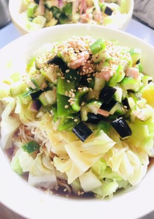 梅胡麻野菜素麺-レシピのメイン写真