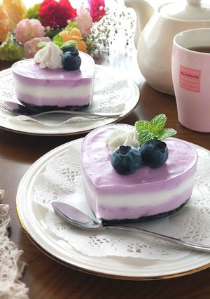 ブルーベリーの簡単レアチーズケーキ。-レシピのメイン写真