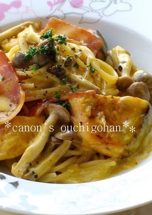 鮭ときのこのカルボナーラ＊カレークリーム-レシピのメイン写真