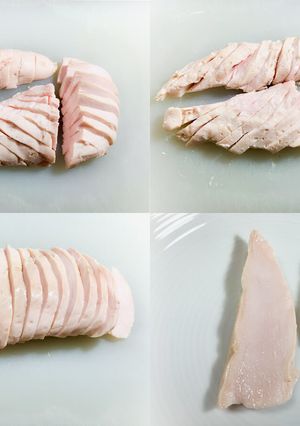 鶏胸肉切り方 繊維方向と柔らかさ比較実験-レシピのメイン写真