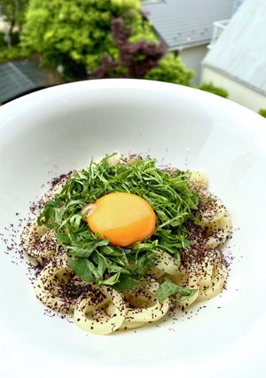釜玉ゆかりバターうどん-レシピのメイン写真