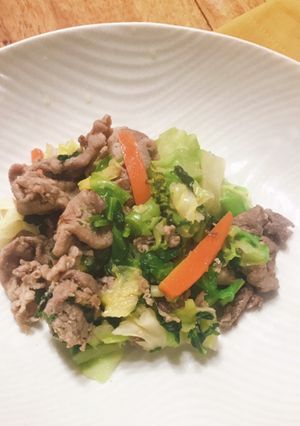 手軽に腸活♥豚バラ肉と野菜の塩麹炒め-レシピのメイン写真