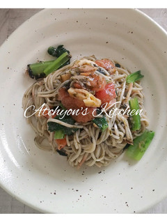 簡単!冷やしツナトマト海苔蕎麦-レシピのメイン写真