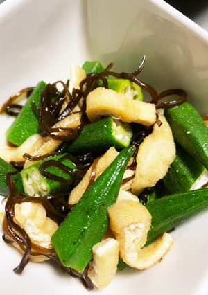 オクラと揚げの塩昆布付きだし-レシピのメイン写真