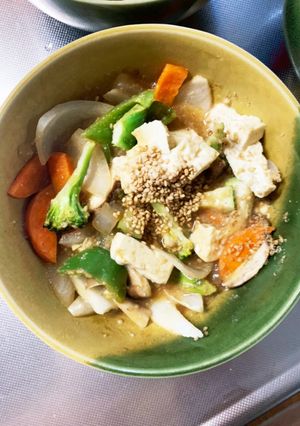 レンジ肉無豆腐簡単ボンゴレ味野菜炒め-レシピのメイン写真