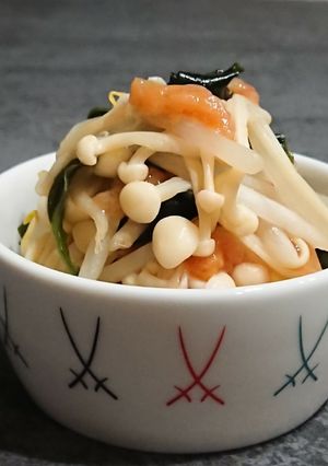 レンジ2分。もやしえのき梅わかめ和え-レシピのメイン写真