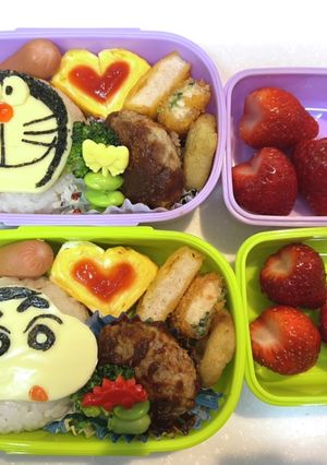 簡単キャラ弁♡しんちゃん☆ドラえもん-レシピのメイン写真