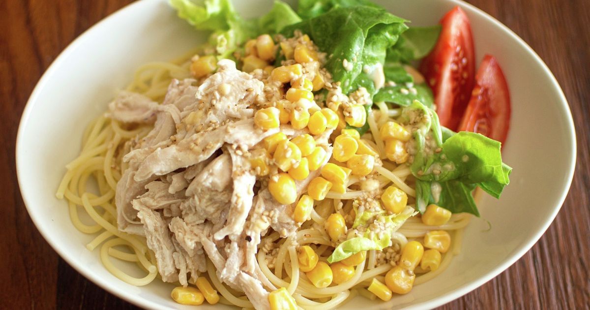 簡単ごまダレサラダパスタ！さっぱりランチ by 白いエプロンのクマ