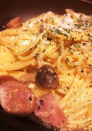 チーズ好きのスープパスタ風カルボナーラ-レシピのメイン写真