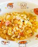 野菜苦手な子供に♪ドライベジたらこ炒飯
