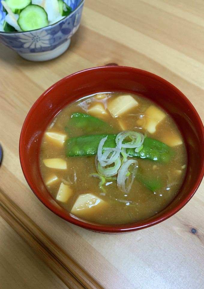 時短！味噌汁　豆腐と絹さや-レシピのメイン写真