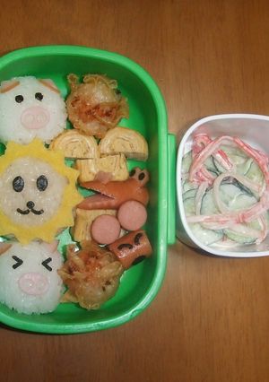 キャラ弁　らいおん と ぶたさん-レシピのメイン写真